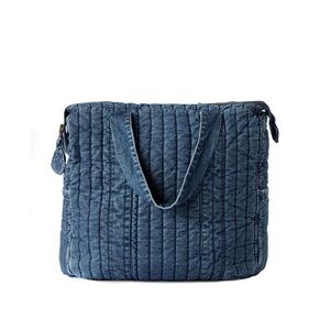 Pehr Blue Denim Quilted Convertible Diaper Bag